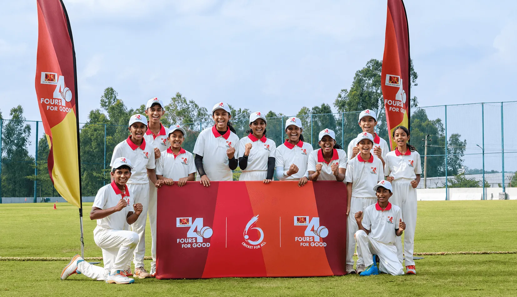 Children at Rahul Dravid Academy for Fours for Good cricket training - Impulse Digital Marketing Case Study